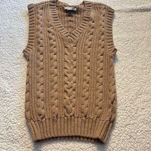 American Eagle Outfitters Brown V-Neck Cable Knit Sweater Vest